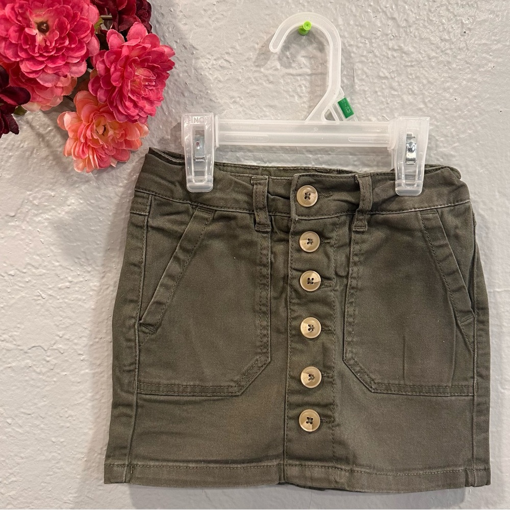 Army green denim skirt